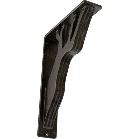 Ekena Millwork Damon Wrought Iron Bracket, (Triple center brace), Antiqued Warm Silver 2"W x 7 1/2"D x 10"H BKTM02X07X10TDAAWS